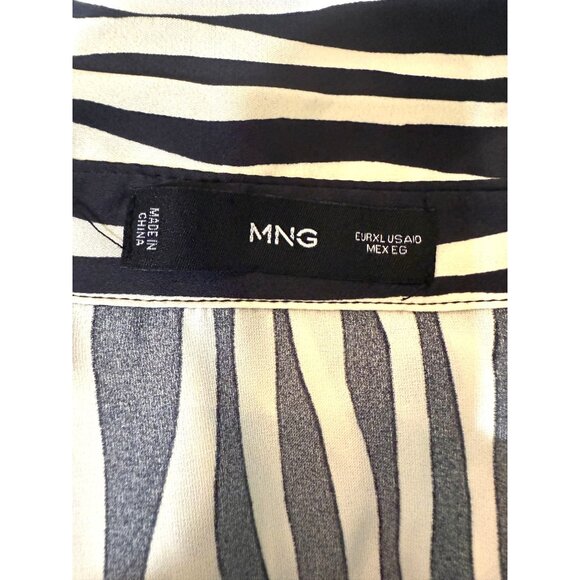 NWOT‎ Mango Black & Cream Striped Satin Shirt Dress XL - Picture 15 of 16